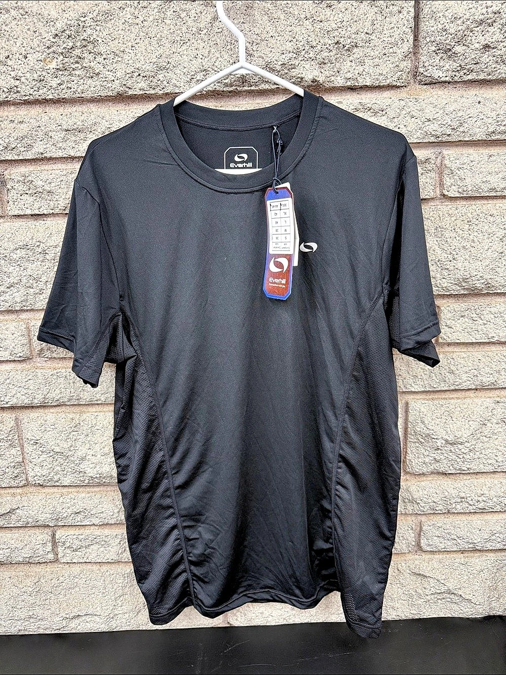 Everhill Men’s XXL Black Quick Dry Athletic Performance Mesh T-Shirt NWT
